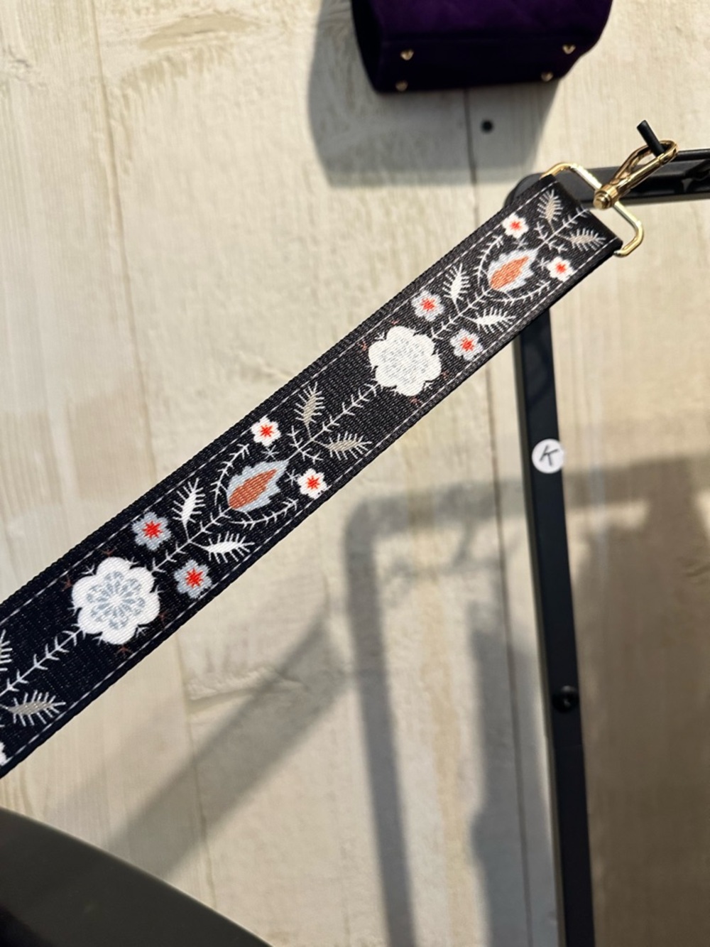 Black Floral Embroidered Bag Strap - Versatile Replacement Strap - Picture 1 of 2